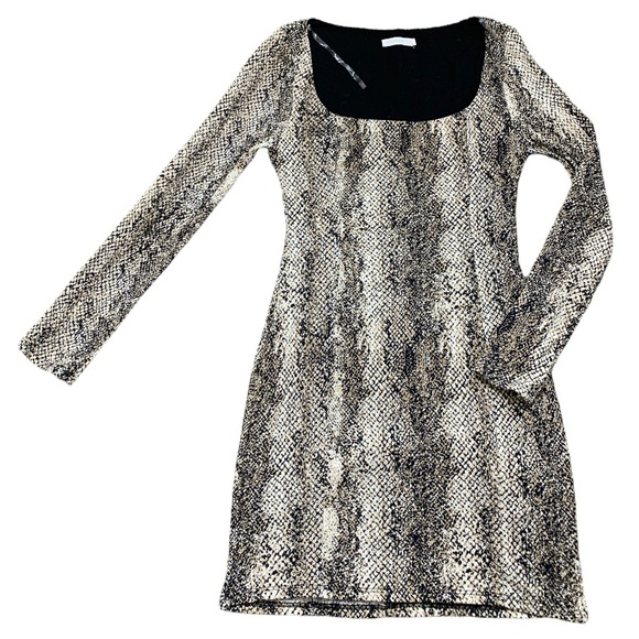 Lush Dresses & Skirts - LUSH Snake/Animal Skin Print Dress With Long Sleeves Brown/Black Size Large